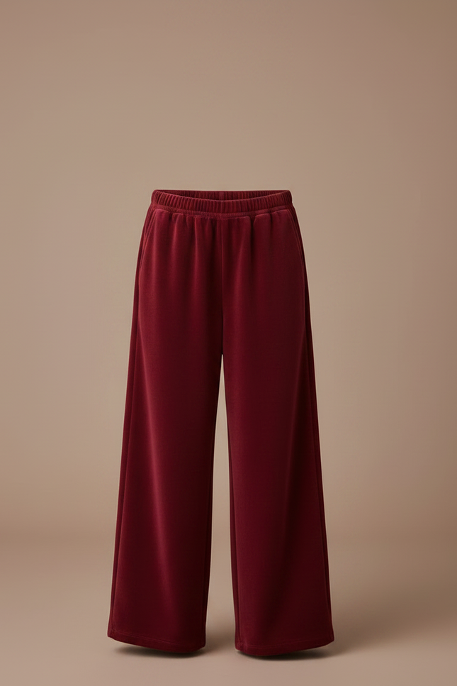 Pantalon Velours Rouge Ample Enfant Hiver - Bordeaux - vue 3