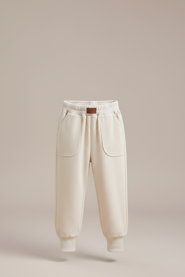 Pantalon Velours Beige Écru Ample Décontracté Enfant - Molleton - vue 3