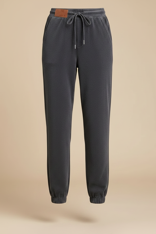 Pantalon Velours Côtelé Gris Jogger Confortable Femme - Cordé - vue 3