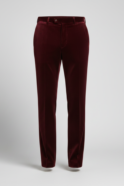 Pantalon Velours Bordeaux Droit Homme Élégant Classique - vue 3