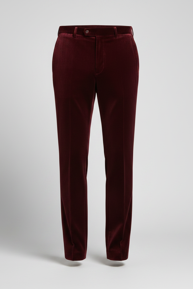 Pantalon Velours Bordeaux Droit Homme Élégant Classique - vue 3