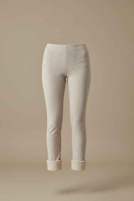 Pantalon Velours Beige Slim Élégant Femme Hiver - Tweed - vue 3