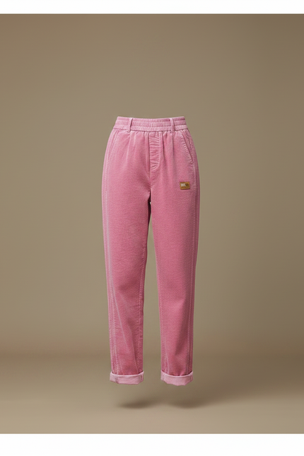 Pantalon Velours Rose Côtelé Ample Décontracté Femme - Cordé - vue 3