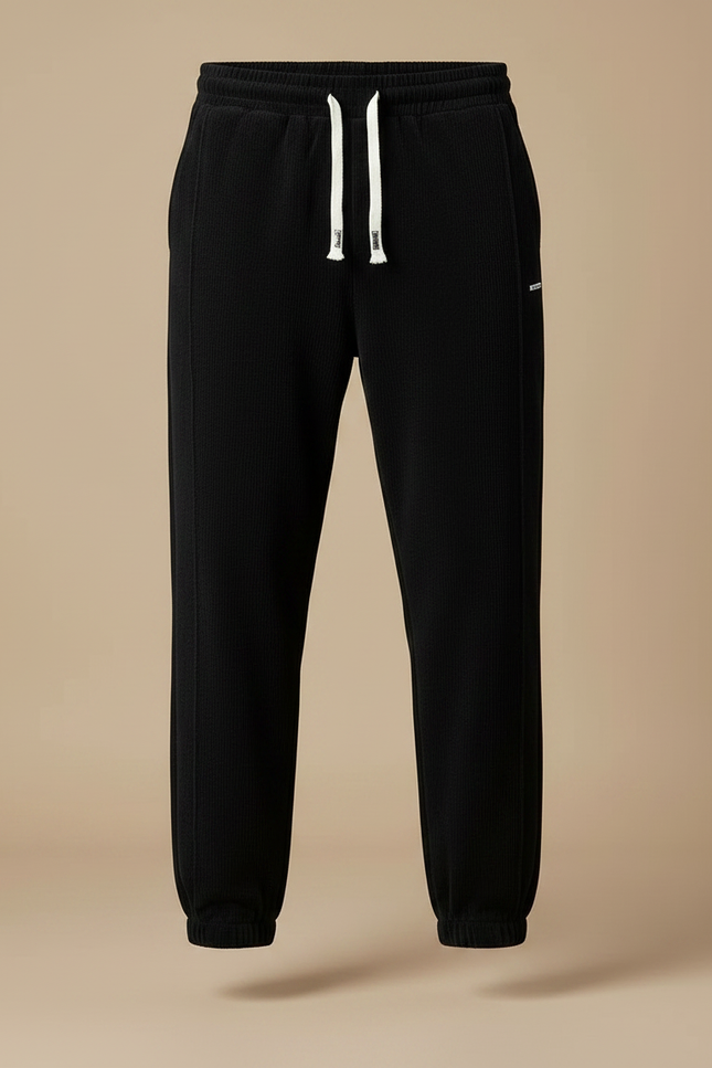 Pantalon Velours Noir Côtelé Décontracté Cordon Élastique Homme - Cordé - vue 3