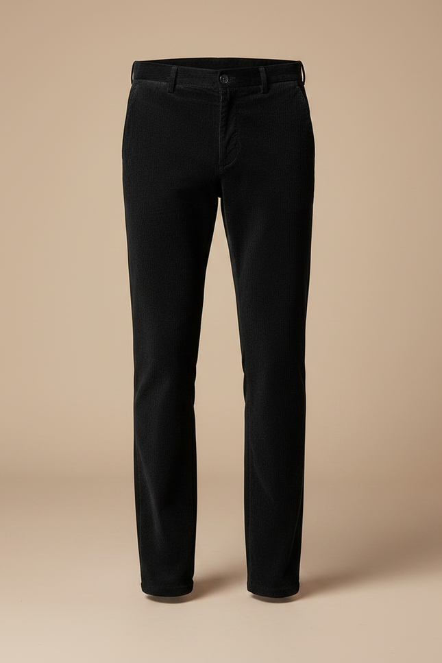 Pantalon Velours Noir Côtelé Droit Homme Business - vue 3