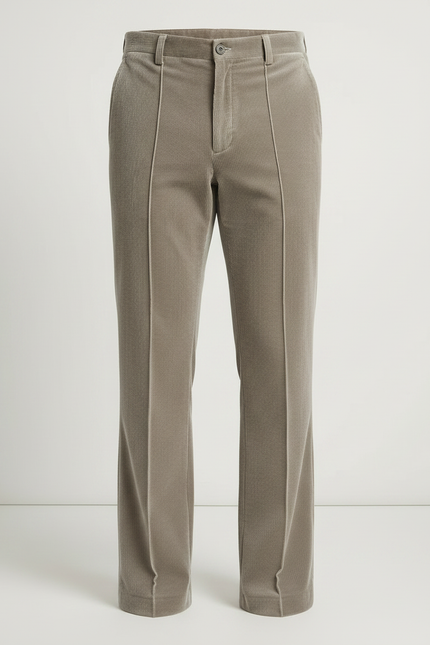 Pantalon Velours Gris Évasé Taille Haute Élégant Homme - vue 3