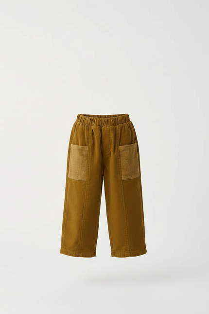 Pantalon Velours Marron Côtelé Droit Enfant Décontracté - Cordé - vue 3