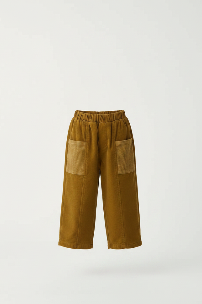 Pantalon Velours Marron Côtelé Droit Enfant Décontracté - Cordé - vue 3