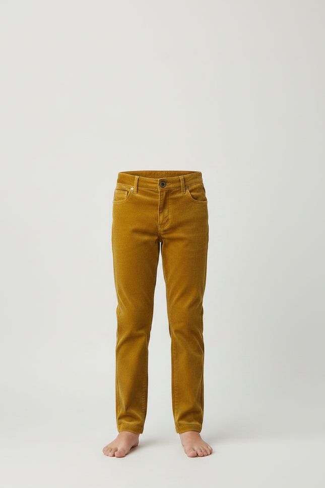 Pantalon Velours Garçon Côtelé Jaune Droit Confortable - Cordé - vue 3