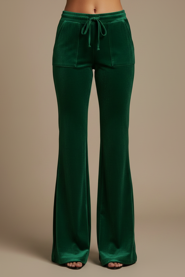 Pantalon Velours Vert Émeraude Fluide Décontracté Femme - vue 3