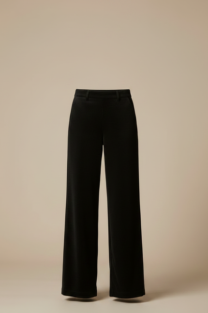 Pantalon Velours Noir Côtelé Large Droit Décontracté - Cordé - vue 3