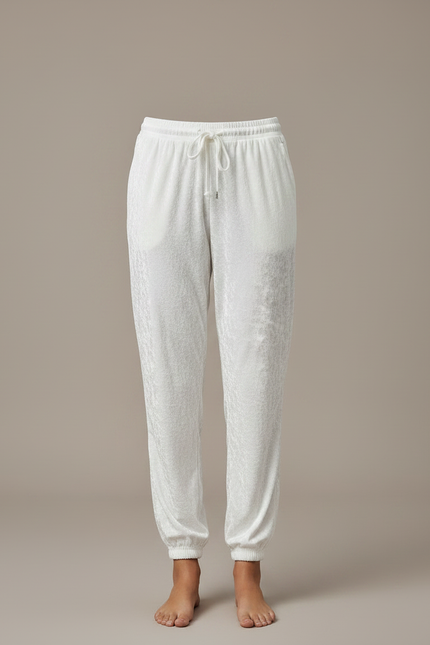 Pantalon Jogging Femme Velours - Blanc - vue 3