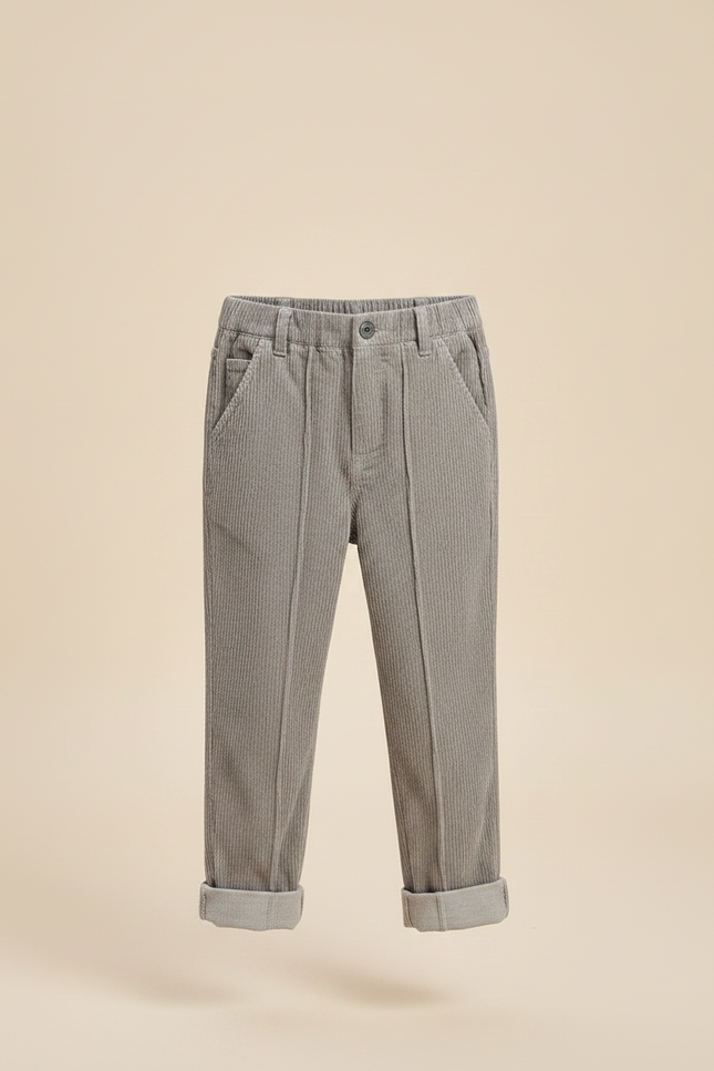 Pantalon Velours Fille Gris Pince - Cordé - vue 3