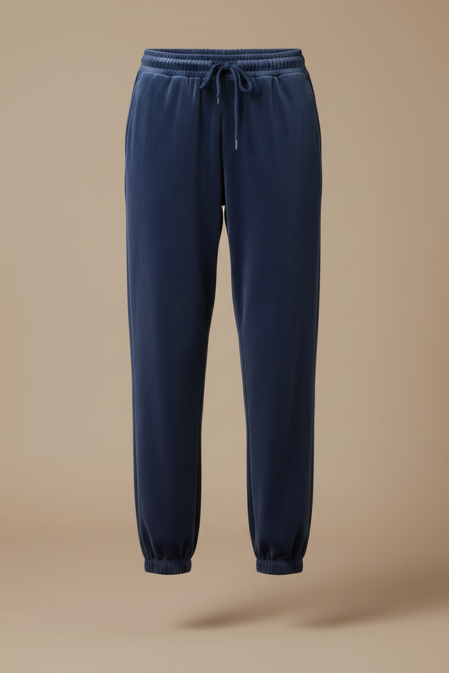 Pantalon Velours Bleu Marine Ample Décontracté Femme - vue 3
