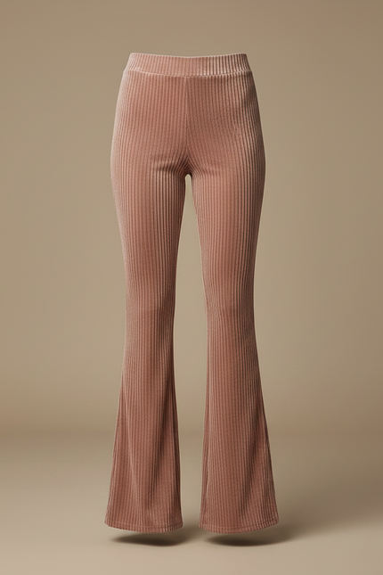 Pantalon Velours Côtelé Évasé Rose Confortable Élégant - Cordé - vue 3