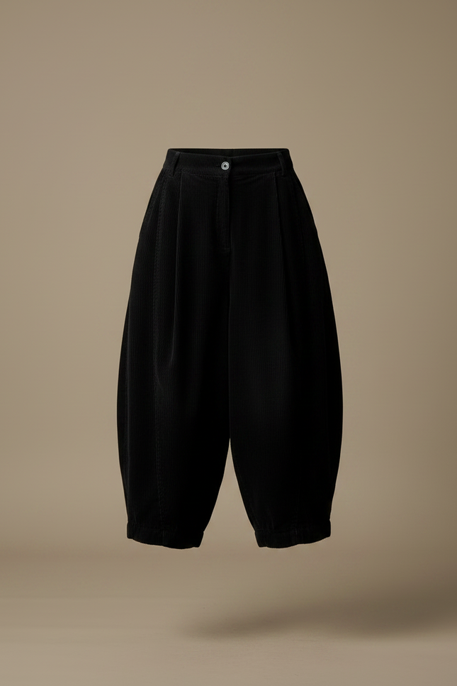 Pantalon Velours Femme Noir Pince - Cordé - vue 3