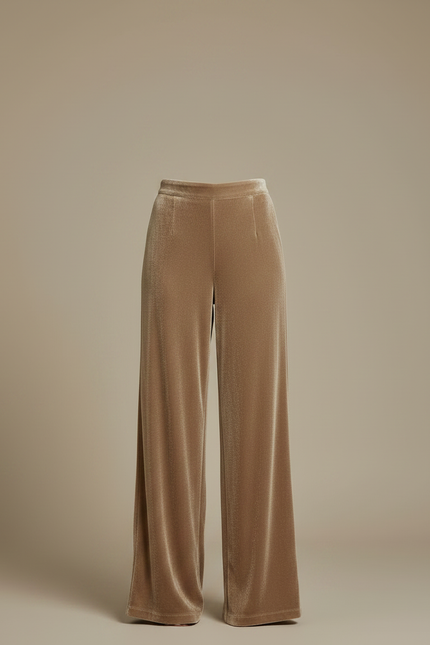 Pantalon Velours Doré Fluide Ample Élégant Femme - vue 3