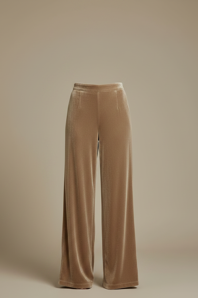 Pantalon Velours Doré Fluide Ample Élégant Femme - vue 3