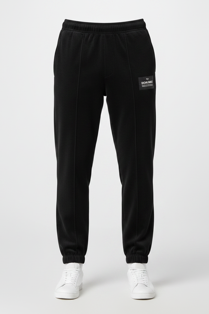 Pantalon Velours Noir Côtelé Jogging Décontracté Homme - Cordé - vue 3