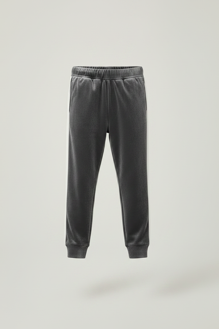 Pantalon Velours Gris Jogging Rayures Blanches Enfant - vue 3