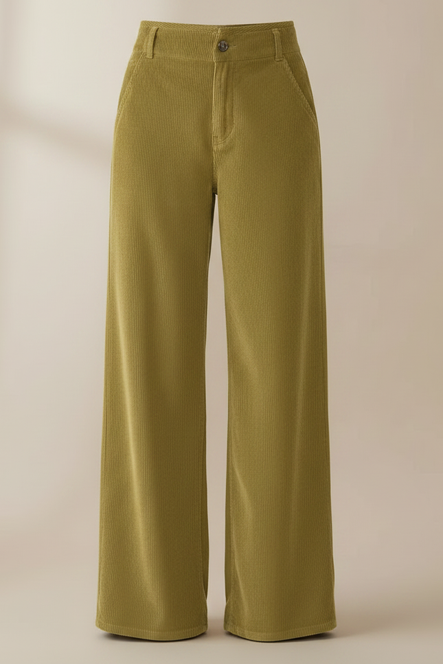 Pantalon Velours Cotele Kaki Femme - Cordé - vue 3