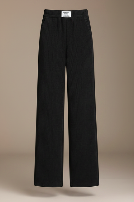 Pantalon Velours Noir Ample Taille Haute Thermique - vue 3