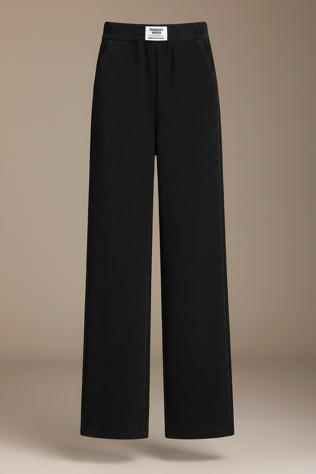 Pantalon Velours Noir Ample Taille Haute Thermique - vue 3