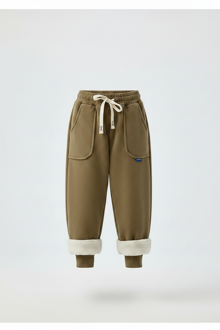 Pantalon Velours Côtelé Épais Kaki Doublé Enfant - Cordé - vue 3