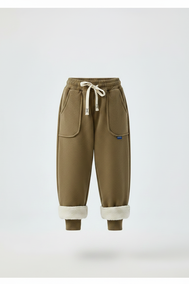 Pantalon Velours Côtelé Épais Kaki Doublé Enfant - Cordé - vue 3