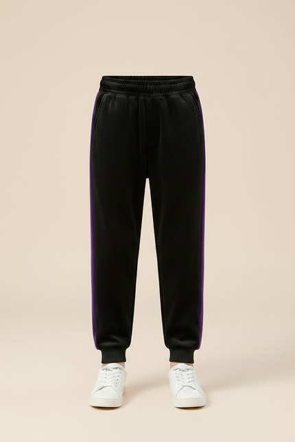 Pantalon Velours Noir Violet Garçon Sport Doux - vue 3