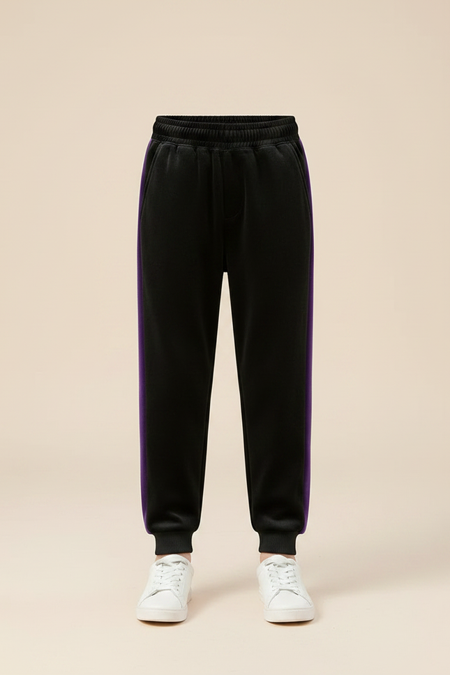 Pantalon Velours Noir Violet Garçon Sport Doux - vue 3