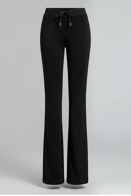 Pantalon Velours Noir Évasé Taille Haute Femme - vue 3