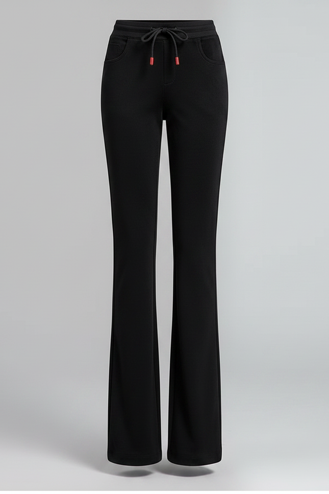 Pantalon Velours Noir Évasé Taille Haute Femme - vue 3