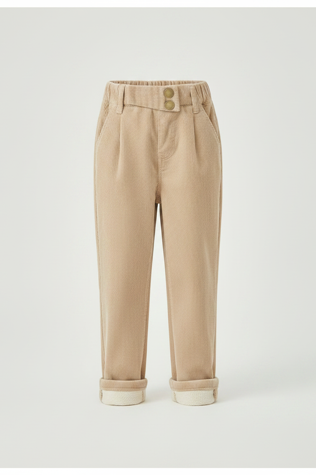 Pantalon Velours Beige Côtelé Ample Doublé Confortable - vue 3