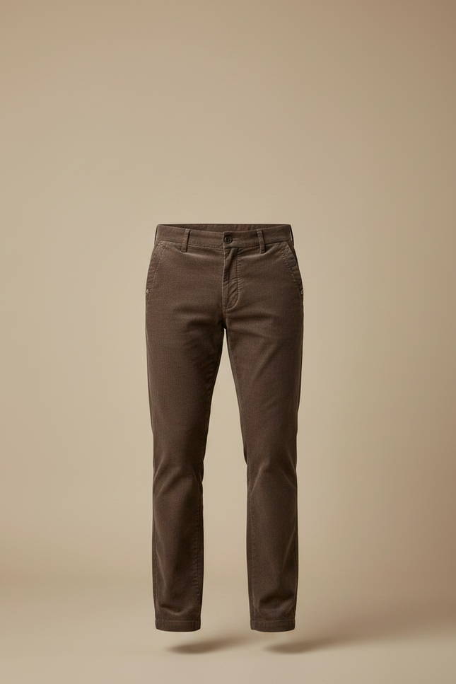 Pantalon Velours Côtelé Marron Droit Homme Élégant Casual - vue 3
