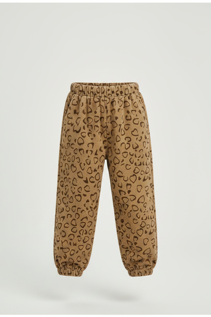 Pantalon Velours Marron Imprimé Coeurs Ample Enfant - Cordé - vue 3