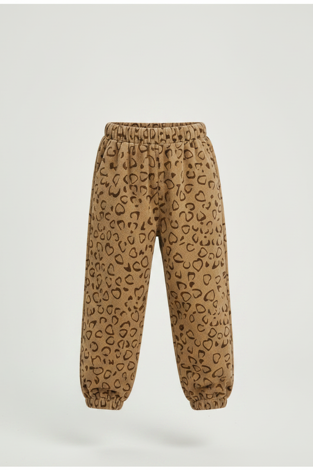 Pantalon Velours Marron Imprimé Coeurs Ample Enfant - Cordé - vue 3