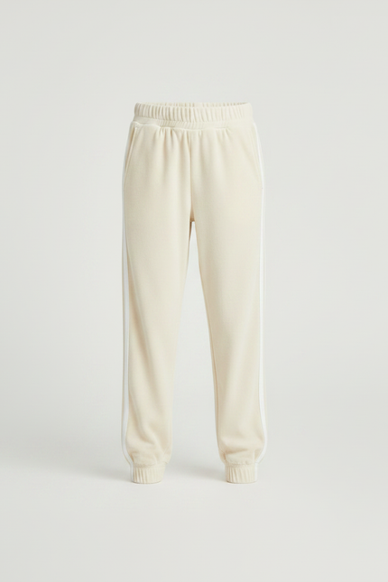 Pantalon Velours Crème Jogger Rayures Latérales Enfant - Beige - vue 3