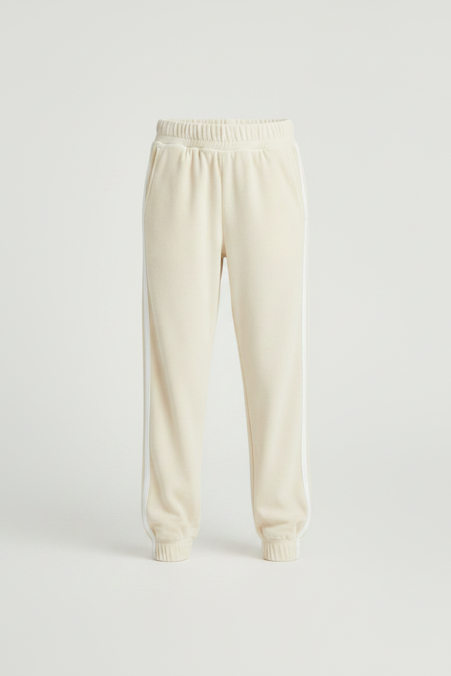 Pantalon Velours Crème Jogger Rayures Latérales Enfant - Beige - vue 3