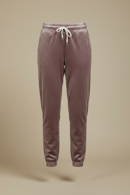 Pantalon Velours Mauve Jogger Doux Confortable Femme - Violet - vue 3