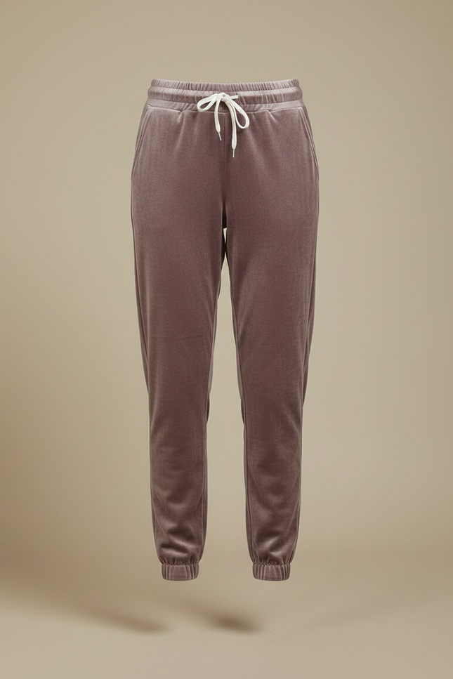 Pantalon Velours Mauve Jogger Doux Confortable Femme - Violet - vue 3