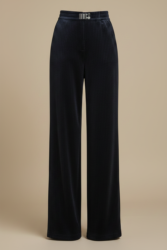 Pantalon Velours Marine Côtelé Large Décontracté Femme - Cordé - vue 3