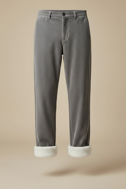 Pantalon Velours Gris Côtelé Doublé Chaud Homme - Cordé - vue 3