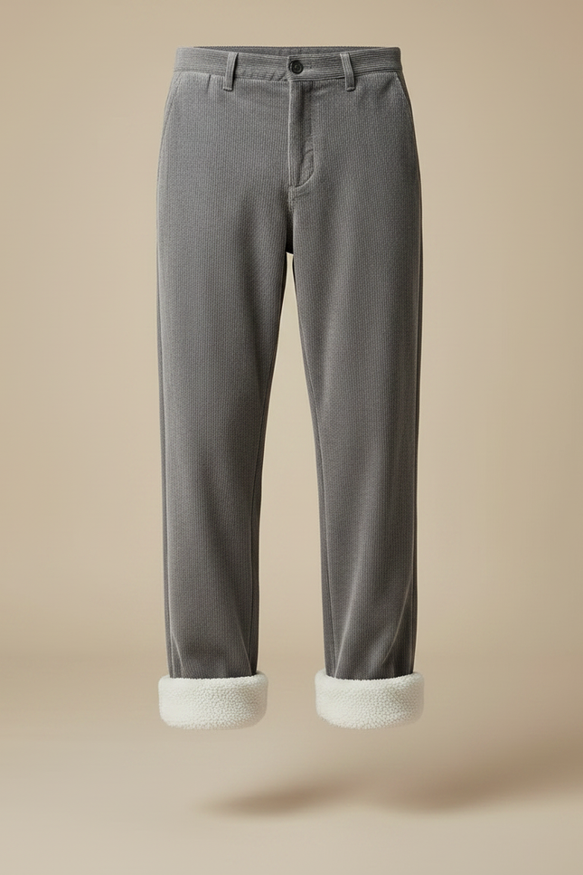 Pantalon Velours Gris Côtelé Doublé Chaud Homme - Cordé - vue 3