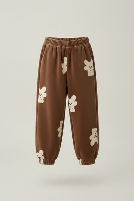 Pantalon Velours Marron Oursons Ample Enfant Hiver - vue 3