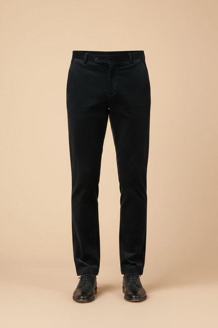 Pantalon Velours Noir Droit Épais Homme Élégant - Cordé - vue 3