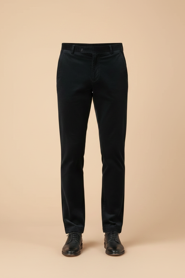 Pantalon Velours Noir Droit Épais Homme Élégant - Cordé - vue 3