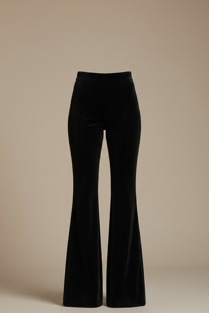 Pantalon Velours Noir Évasé Élégant Femme - vue 3