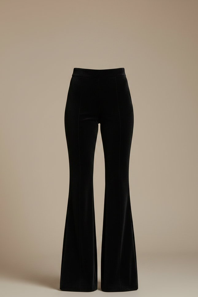 Pantalon Velours Noir Évasé Élégant Femme - vue 3