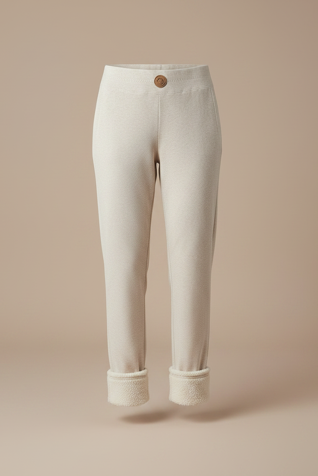 Pantalon Velours Beige Slim Doublé Sherpa Femme - vue 3